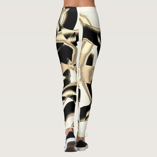 Beige und schwarze Schrotte oder Klebeband zerstör Leggings (Rückseite)