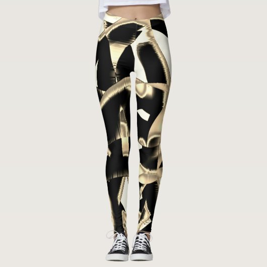 Beige und schwarze Schrotte oder Klebeband zerstör Leggings (Vorderseite)