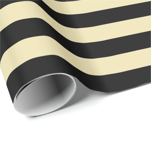 Beige und schwarze Streifen Geschenkpapier (Rolleneckpunkt)
