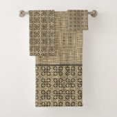 Beige und schwarze Webermuster Badhandtuch Set (Insitu)