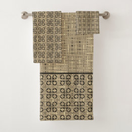 Beige und schwarze Webermuster Badhandtuch Set