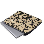 Beige und Schwarzes Muster Laptopschutzhülle (Vorne Knopf)