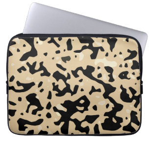 Beige und Schwarzes Muster Laptopschutzhülle