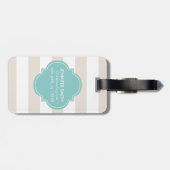 Beige und tadelloses Streifen-Monogramm Gepäckanhänger (Rückseite horizontal)