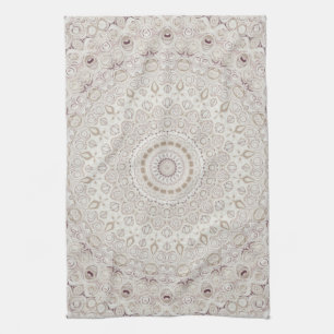 Beige- und Taupe-Mandala-Musterdesign Geschirrtuch