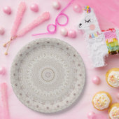 Beige- und Taupe-Mandala-Musterdesign Pappteller (Party)