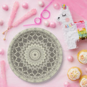 Beige- und Taupe-Mandala-Musterdesign Pappteller (Party)