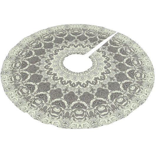 Beige- und Taupe-Mandala-Musterdesign Polyester Weihnachtsbaumdecke (Schrägansicht)
