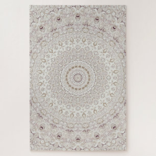 Beige- und Taupe-Mandala-Musterdesign Puzzle