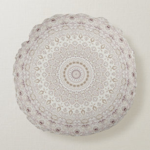 Beige- und Taupe-Mandala-Musterdesign Rundes Kissen