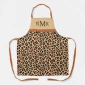 Beige und Terracotta Leopard Print Custom Monogram Schürze (Vorderseite)