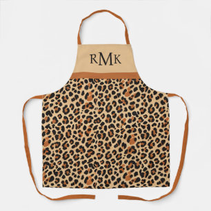 Beige und Terracotta Leopard Print Custom Monogram Schürze