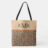 Beige und Terracotta Leopard Print Custom Monogram Tasche (Vorderseite)