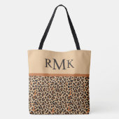 Beige und Terracotta Leopard Print Custom Monogram Tasche (Rückseite)