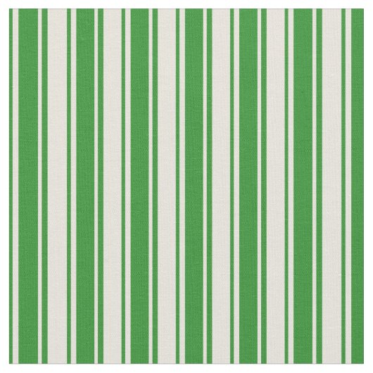 Beige und waldgrüne Streifen Stoff (Nahaufnahme)
