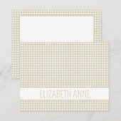 Beige und weiß kariert personalisiert mitteilungskarte (Vorne/Hinten)