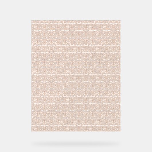 beige und weiß karierte Muster auf weißem Bach Acrylschild (Vorderseite)