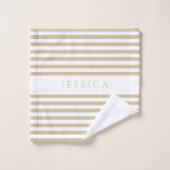 Beige und weiße Bauernhäuser Muster für individuel Badhandtuch Set (Waschlappen)