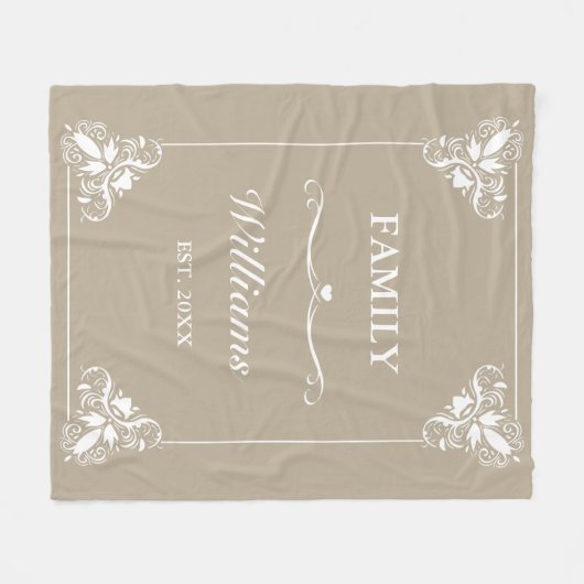 Beige und weiße dekorative Rahmen mit benutzerdefi Fleecedecke (Vorderseite (Horizontal))