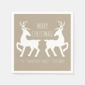 Beige und weiße Hirsche mit Weihnachten im maßgesc Serviette (Vorderseite)
