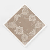 Beige und weiße Muster AI-Kunst Serviette (Ecke)