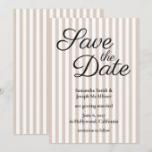 Beige und weiße Streifen Save The Date (Vorne/Hinten)