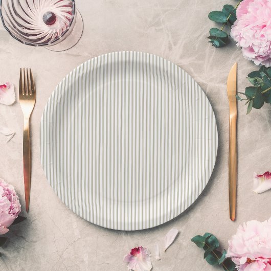 Beige und weißer Ticking-Streifen Pappteller