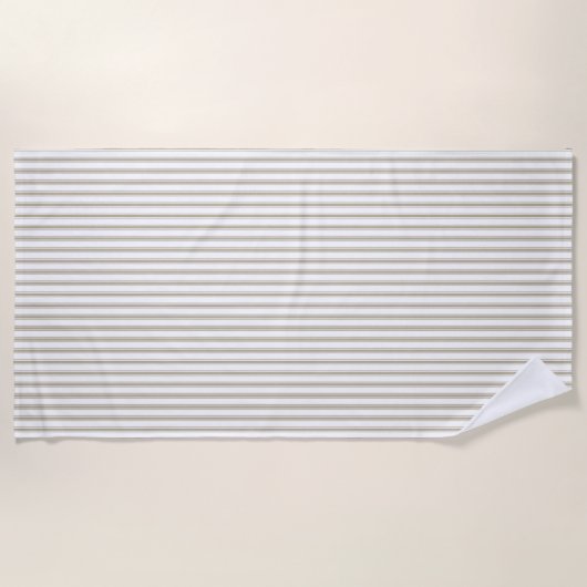 Beige und weißer Ticking-Streifen Strandtuch (Vorderseite)