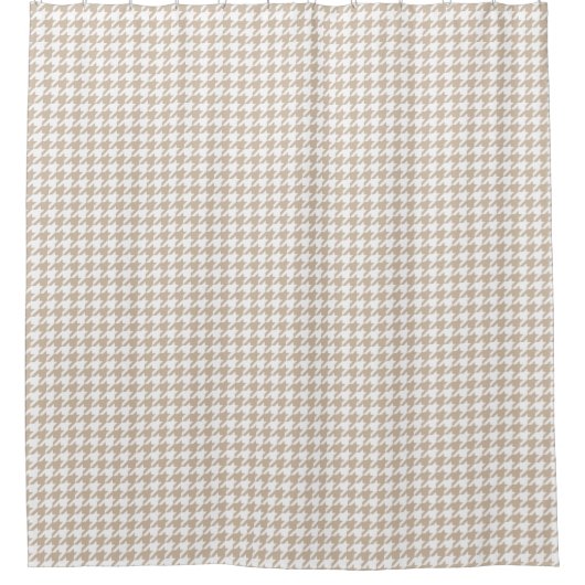 Beige und weißes Hahnentrittmuster Duschvorhang (Vorderseite)