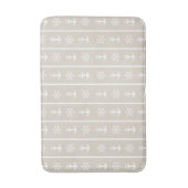 Beige und weißes Nautical Anchor-Muster Badematte (Vorderseite Vertikal)