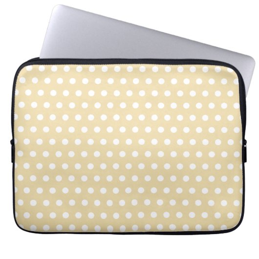 Beige und weißes Tupfen-Muster. Spotty. Laptopschutzhülle (Vorderseite)