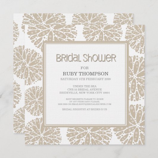BEIGE Under Sea Coral Modernes BRAUTPARTY Einladung (Vorne/Hinten)