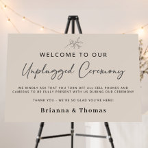 Beige Unplugged Zeremony Wedding Welcome Sign