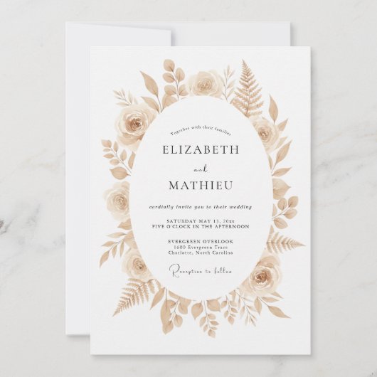 Beige verfeinerte Boho-Hochzeit Einladung (Vorderseite)