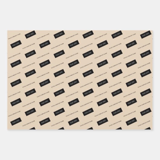 Beige Verpackung moderner Firmennamen Geschenkpapier Set (Vorderseite 3)