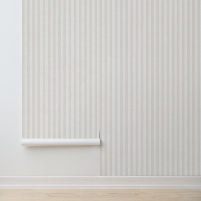 Beige Vertical Stripes Linen Texture Coastal Tapete (Anwendung)