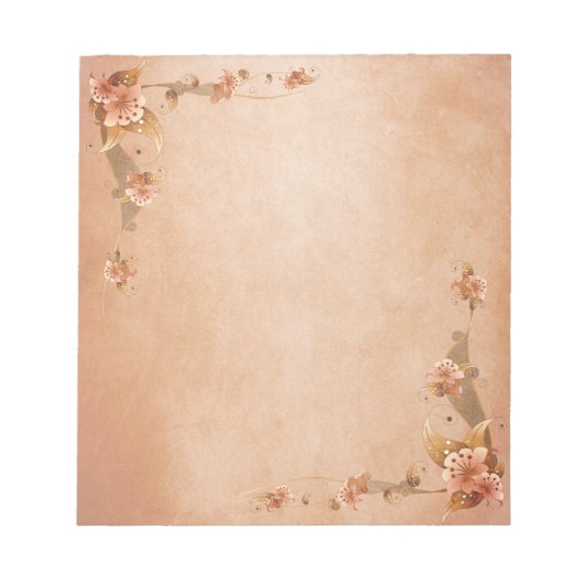 Beige Vintag Lilies Notizblock (Vorderseite)