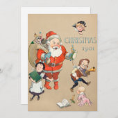 Beige Vintag Mad Santa Claus Einladung (Vorne/Hinten)