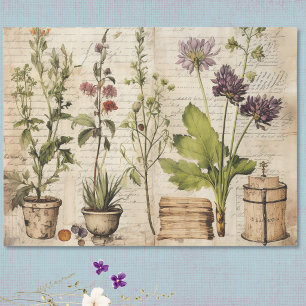 Beige Vintage-Aquarell Natürliche Wildblume Seidenpapier