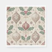 Beige Vintage Bauble Christmas Holiday Serviette (Vorderseite)