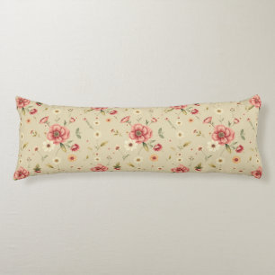 Beige Vintage-Blumen-Körperkissen für das Schlafzi Seitenschläferkissen