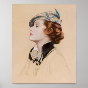 Beige Vintage Frauen Portrait Art Print Poster