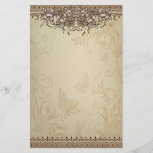 Beige Vintage Hochzeit Briefpapier