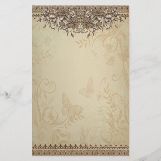 Beige Vintage Hochzeit Briefpapier (Vorderseite)
