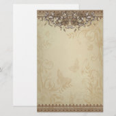 Beige Vintage Hochzeit Briefpapier (Vorne/Hinten)