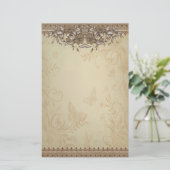 Beige Vintage Hochzeit Briefpapier (Stehend Vorderseite)