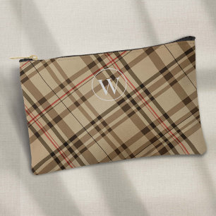 beige Vintage-Karo-Muster Golf Zubehörtasche