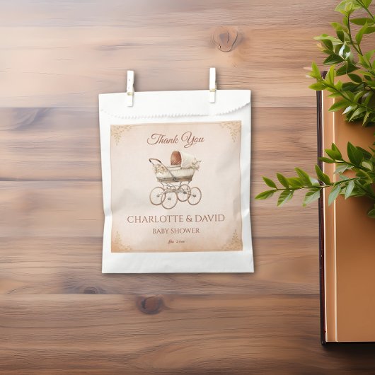 Beige Vintage klassische Geschlechtsneutrale Babyd Geschenktütchen