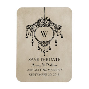 Beige Vintage-Kronleuchter Save-the-Date-Magnet Magnet