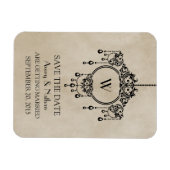 Beige Vintage Kronleuchter Speichern Sie das Date Magnet (Horizontal)